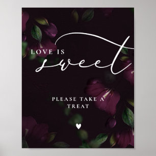 Poster Calligraphie gothique mauve L'amour est Mariage do