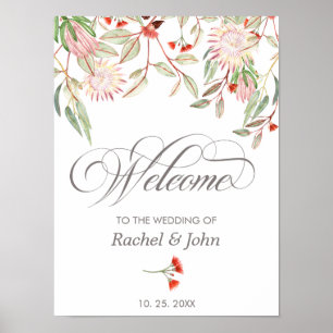 Poster Calligraphie grise florale australienne Mariage de