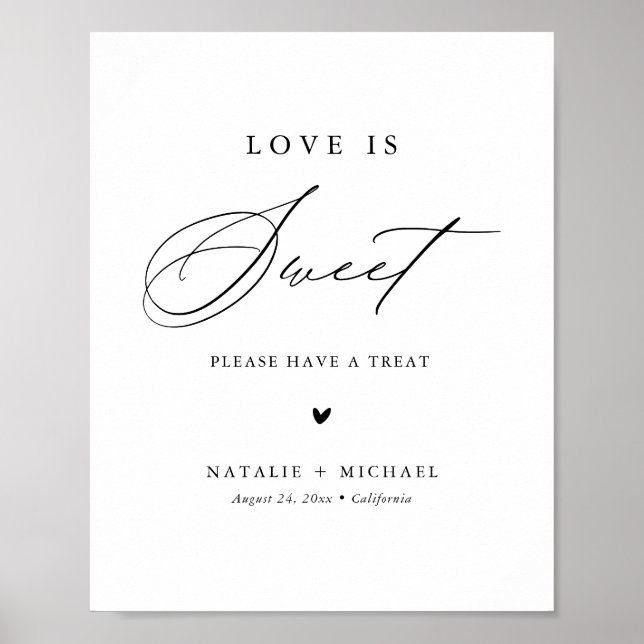 Poster Calligraphie Love Is Sweet Dessert Table Bar Panne (Devant)