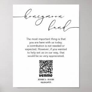 Poster Calligraphie Lune de Miel Fonds QR Code Signe