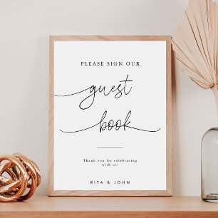 Poster Calligraphie Mariage S'il vous plaît signer notre 