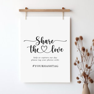 Poster Calligraphie minimaliste Partagez le hashtag d'amo