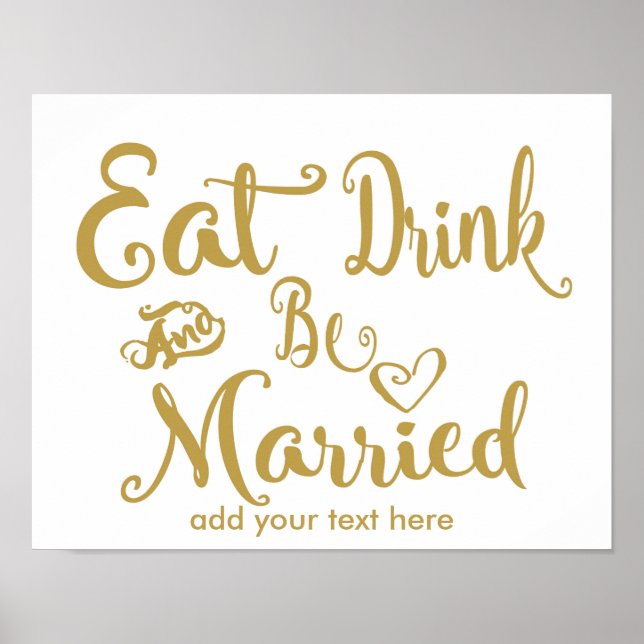 Poster Calligraphie moderne Manger boire & se marier impr (Devant)