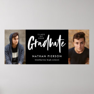 Poster Calligraphie moderne Noir Deux Photo Graduation