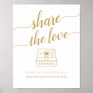 Poster Calligraphie moderne Partagez l'amour Hashtag