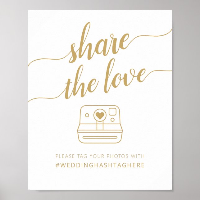 Poster Calligraphie moderne Partagez l'amour Hashtag (Devant)