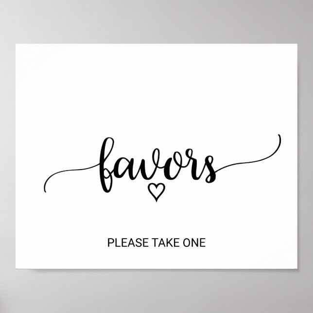 Poster Calligraphie Noire Simple Faveurs (Devant)