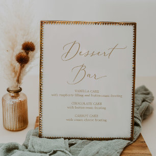 Poster Calligraphie Or Délicate   Cream Dessert Bar
