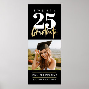 Poster Calligraphie Or moderne Photo Graduation Noire