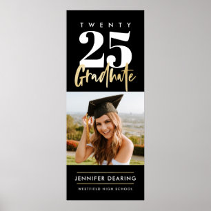 Poster Calligraphie Or Moderne Photo Pos de Graduation No