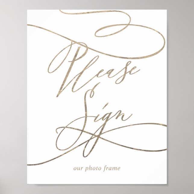 Poster Calligraphie Or Romantique S'il vous plaît Signer  (Devant)
