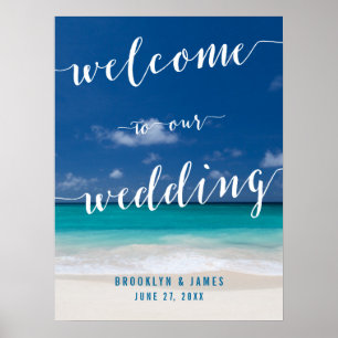 Poster Calligraphie Plage Mariage Réception Signal 18x24