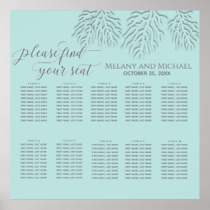 Poster Calligraphie romantique en relief bleu puriste