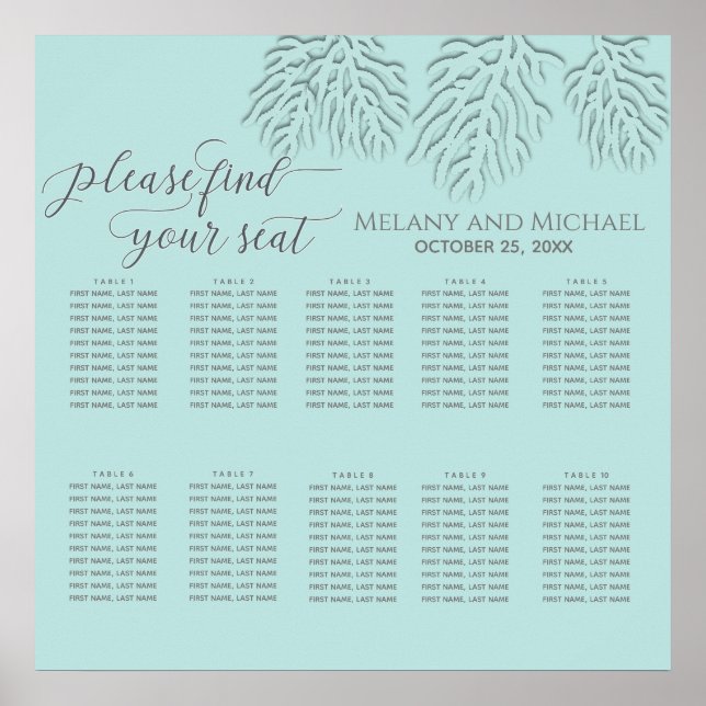 Poster Calligraphie romantique en relief bleu puriste (Devant)