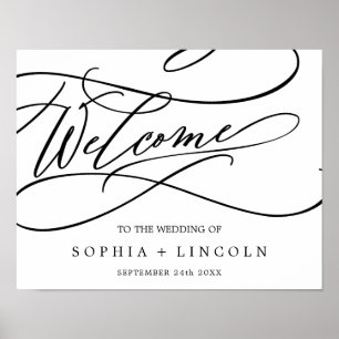 Poster Calligraphie romantique   Mariage de bienvenue