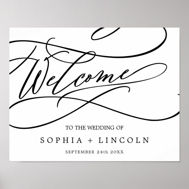 Poster Calligraphie romantique | Mariage de bienvenue (Devant)