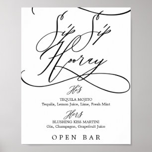 Poster Calligraphie romantique Sip Sip Hooray Mariage Bar