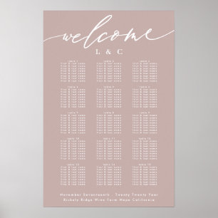 Poster Calligraphie rose foncé - Carte de bienvenue