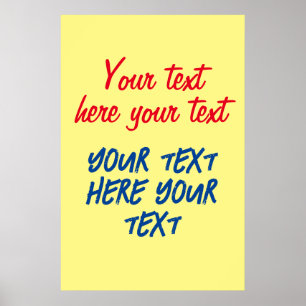 Poster Calligraphie rouge bleu Votre texte ici Remplacer