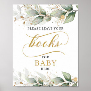 Poster Calligraphie rustique eucalyptus livres pour bébé