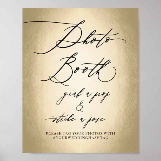 Poster Calligraphie Script Gold Photo Booth Mariage (Devant)