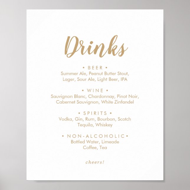 Poster Calligraphie simple | Panneau Menu des boissons Ma (Devant)