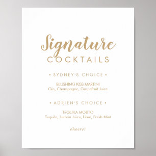 Poster Calligraphie simple   Signature Gold Cocktails Sig