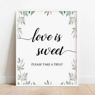 Poster Calligraphie verte Mariage L'amour est doux signe