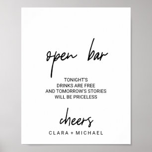 Poster Calligraphie Whimsical Open Bar Sign