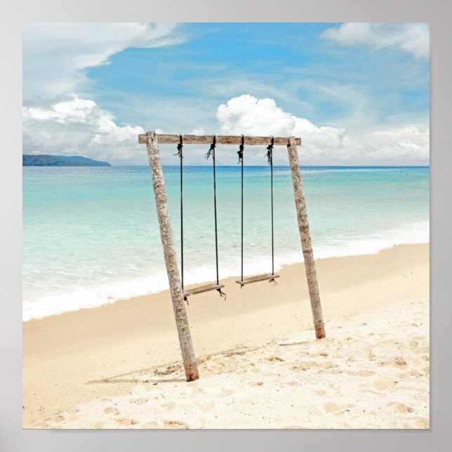 Poster Calme Blue Beach Swing Ocean Photographie (Devant)