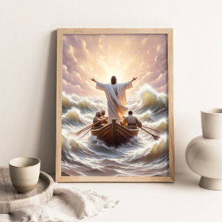 Poster Calme la tempête, Art chrétien, Paix soyez toujour