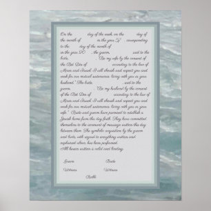 Poster Calme Seas Ketubah avec la réforme canadienne Text