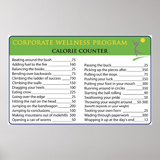 Poster Calories de travail (Devant)