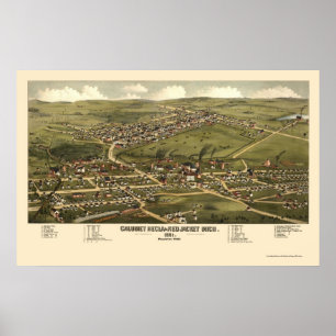 Poster Calumet et Red Jacket, MI Carte panoramique - 1881