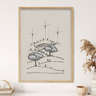 Poster Calvary, Old Rugged Cross, Crucifixion, Jesus Art,