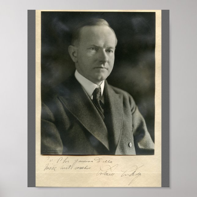 Poster Calvin Coolidge 8x10 signé (Devant)