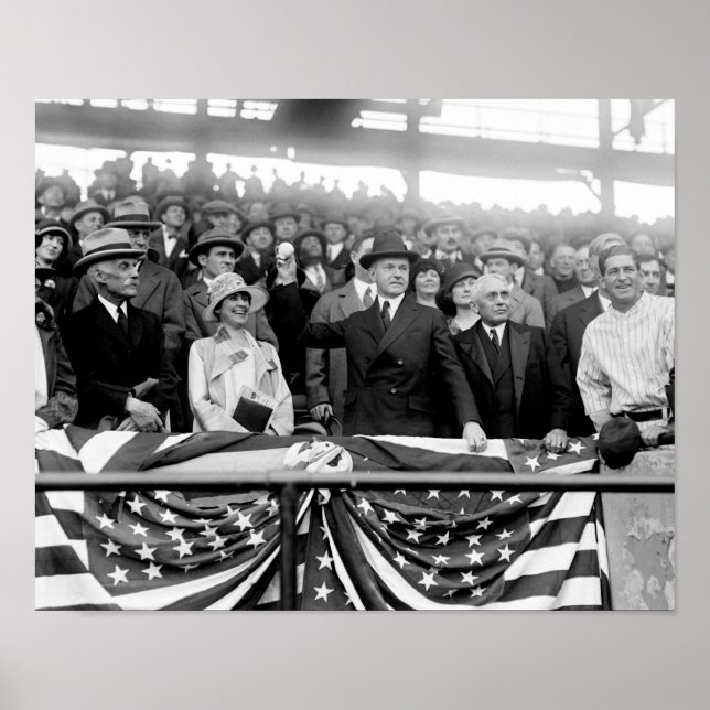 Poster Calvin Coolidge Jetant Le Premier Emplacement (Devant)