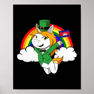Poster Cambodge Fier Drapeau cambodgien Saint-Patricks Da