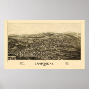 Poster Cambridge, NY Carte panoramique - 1886