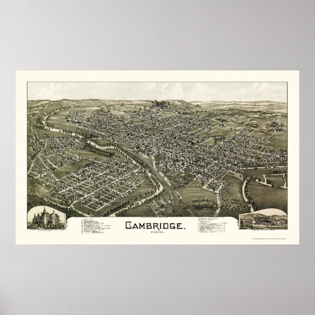 Poster Cambridge, OH Carte panoramique - 1897 (Devant)