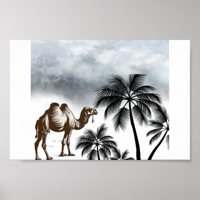 Poster Camel dans le désert (Devant)