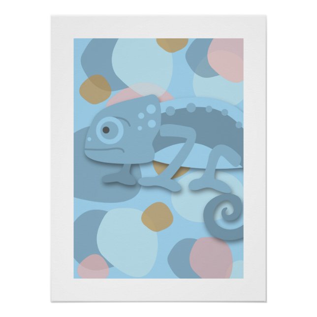 Poster Caméléon gris-bleu (Devant)