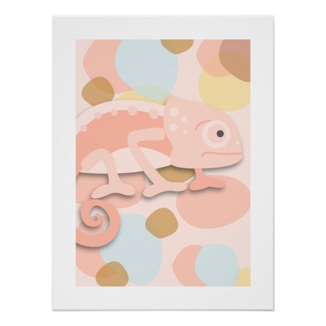 Poster Caméléon pêche pâle (Devant)