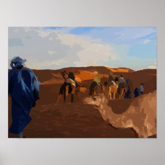 Poster Camels in the Sahara