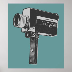 Poster Caméra vidéo Pop Art Super 8