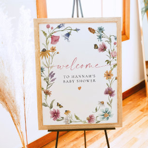 Poster CAMILLA Boho Fleur sauvage Baby shower fille Bienv