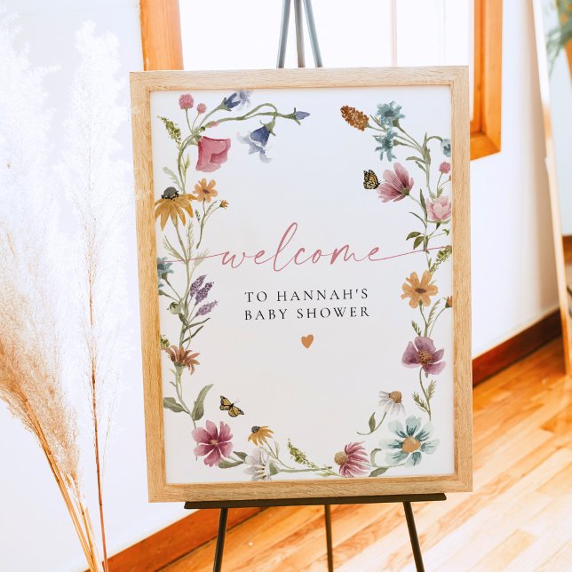 Poster CAMILLA Boho Fleur sauvage Baby shower fille Bienv (Créateur téléchargé)