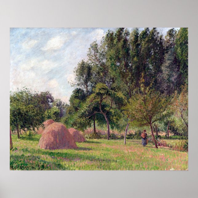 Poster Camille Pissarro Haystacks, Matin, Éragny (Devant)