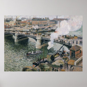 Poster Camille Pissarro Pont Boieldieu à Rouen Peinture