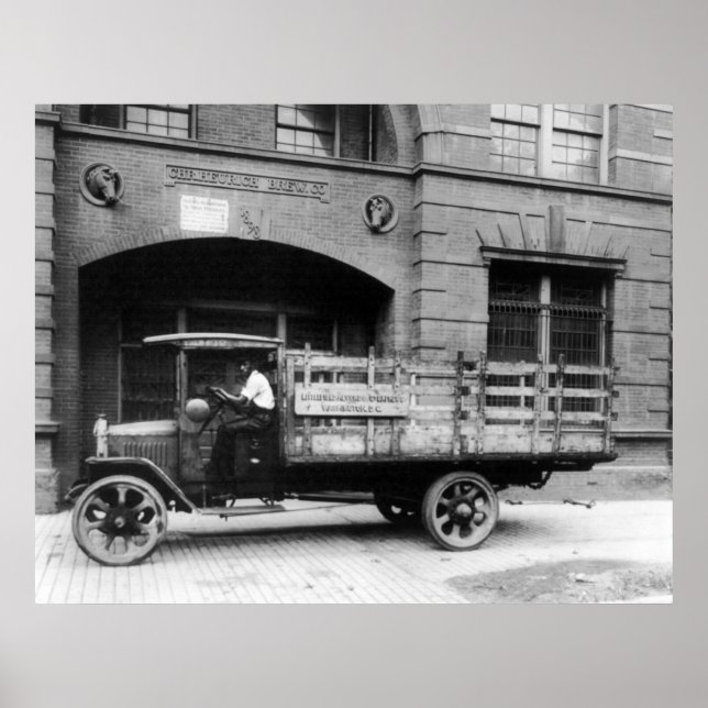 Poster Camion à bières anciennes, années 1920 (Devant)